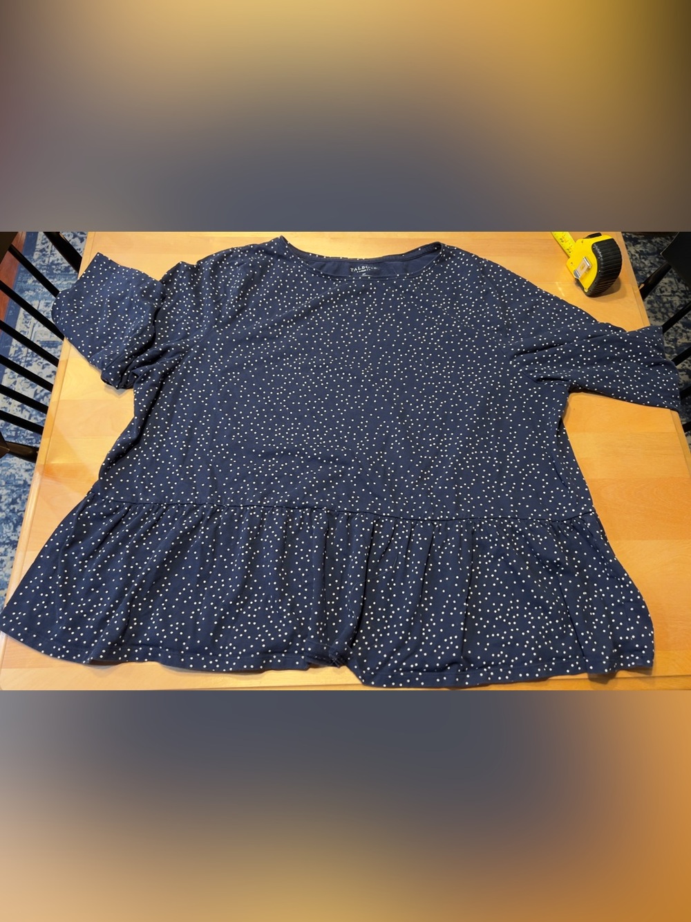 Talbots 3x plus navy dot shirt  100% cotton